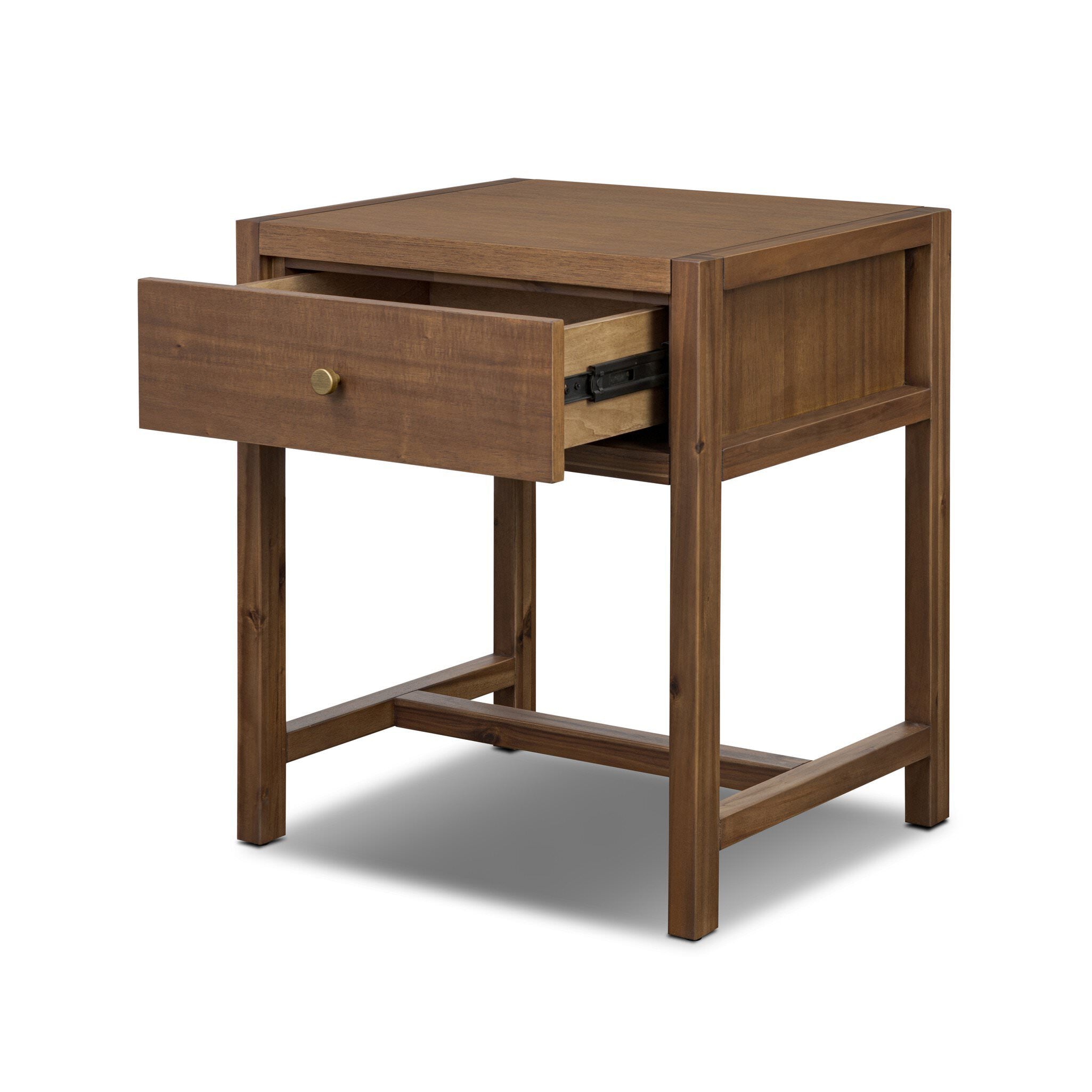 Four Hands Sullivan Small Nightstand in Saddle Tan Veneer on white background at Addison West.