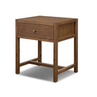 Four Hands Sullivan Small Nightstand in Saddle Tan Veneer on white background at Addison West.
