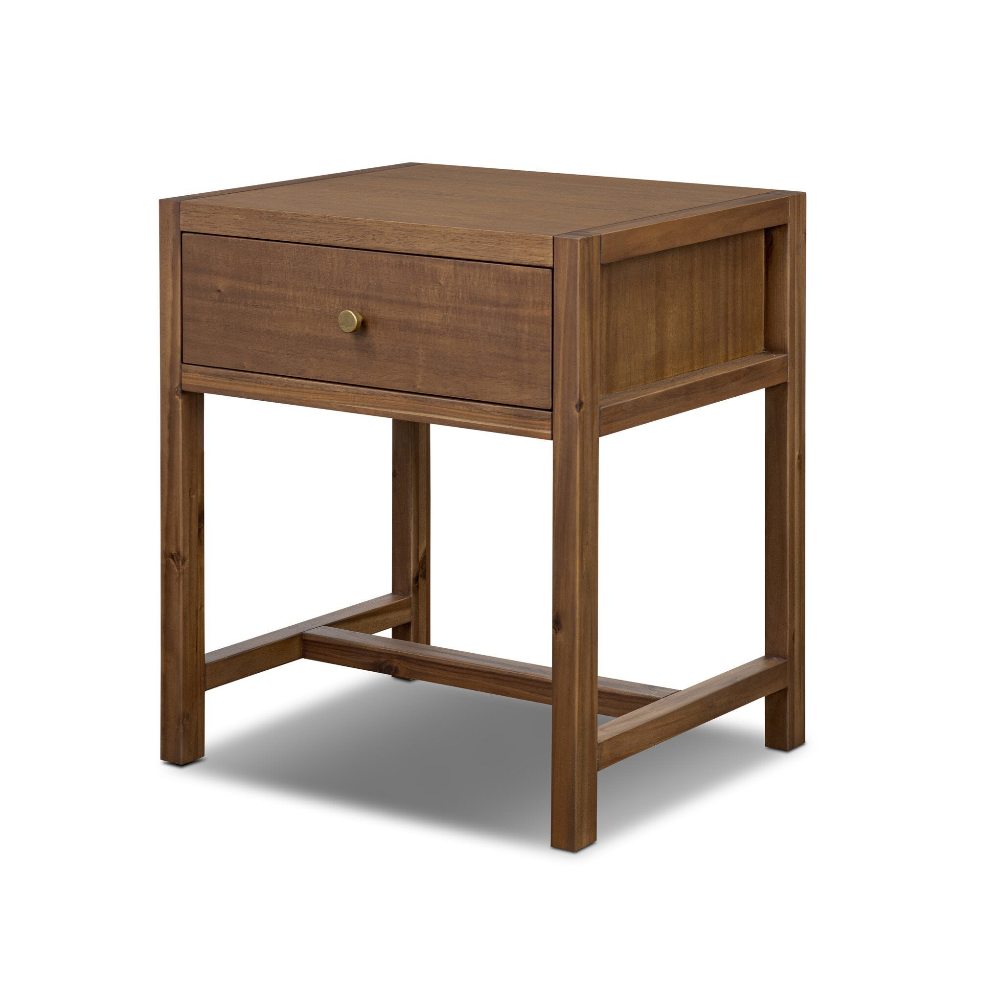 Four Hands Sullivan Small Nightstand in Saddle Tan Veneer on white background at Addison West.