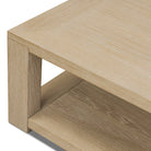 Close up of Four Hands Thomas Square Coffee Table in Bleached Oak Veneer on a white background at Addison West