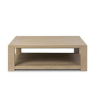 Four Hands Thomas Square Coffee Table in Bleached Oak Veneer on a white background at Addison West
