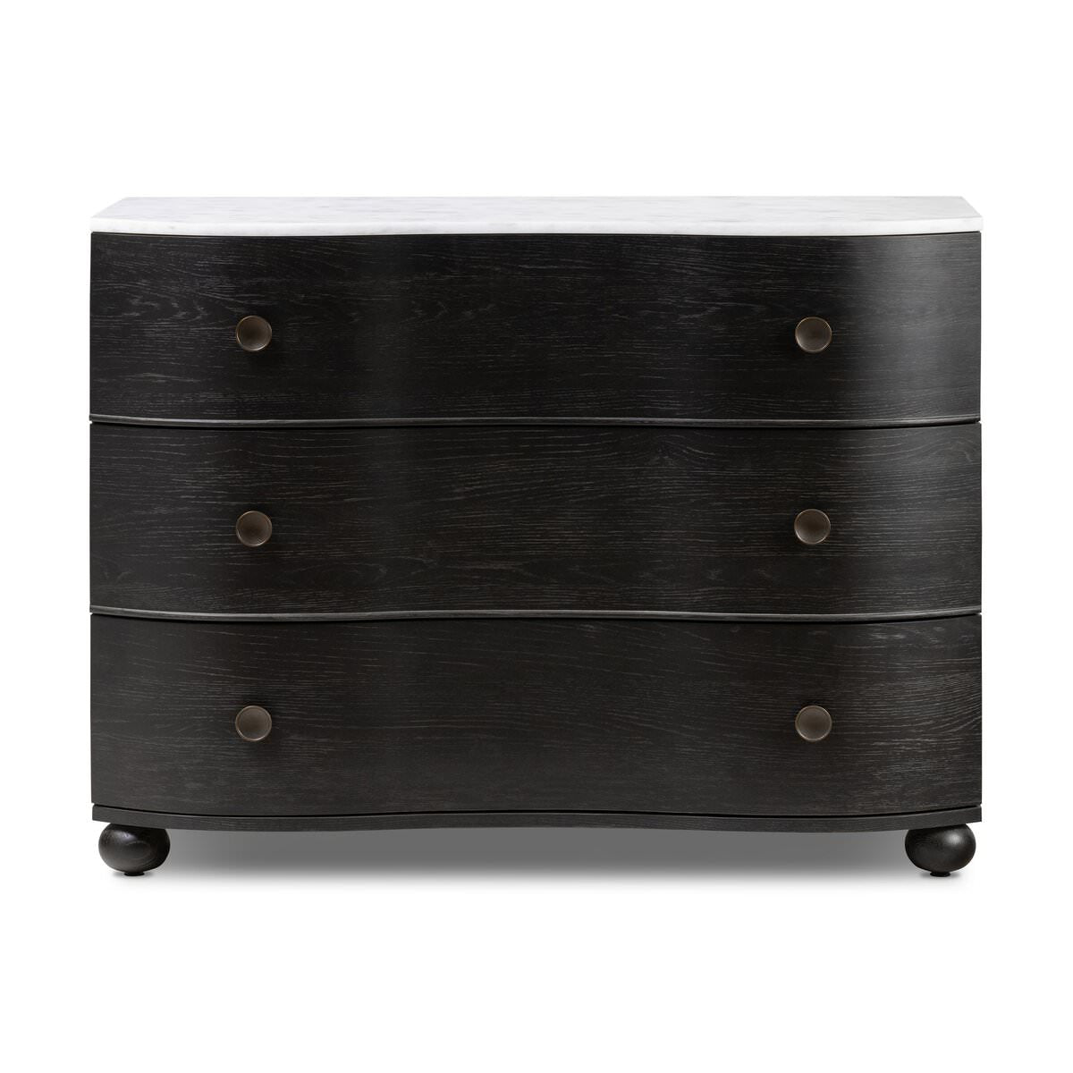 Four Hands Tiago Marble Chest in Distressed Black on a white background