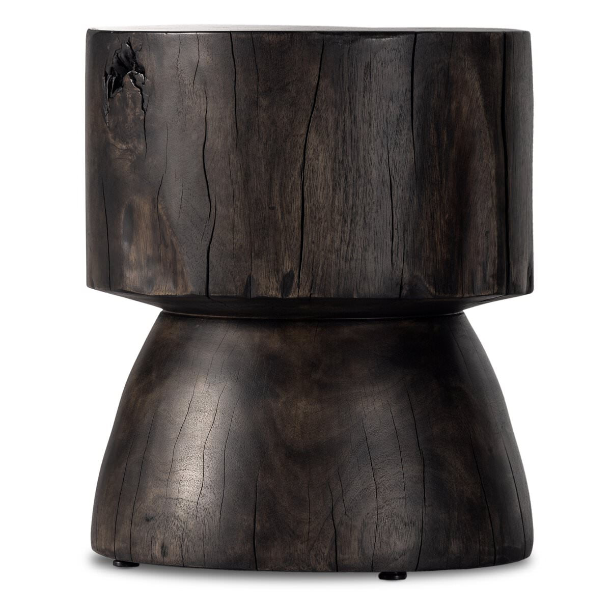 Four Hands Tino End Table in Rubbed Black on a white background