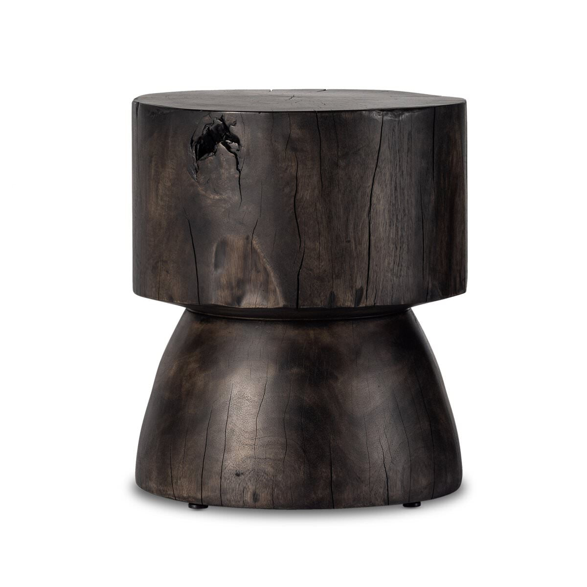 Four Hands Tino End Table in Rubbed Black on a white background