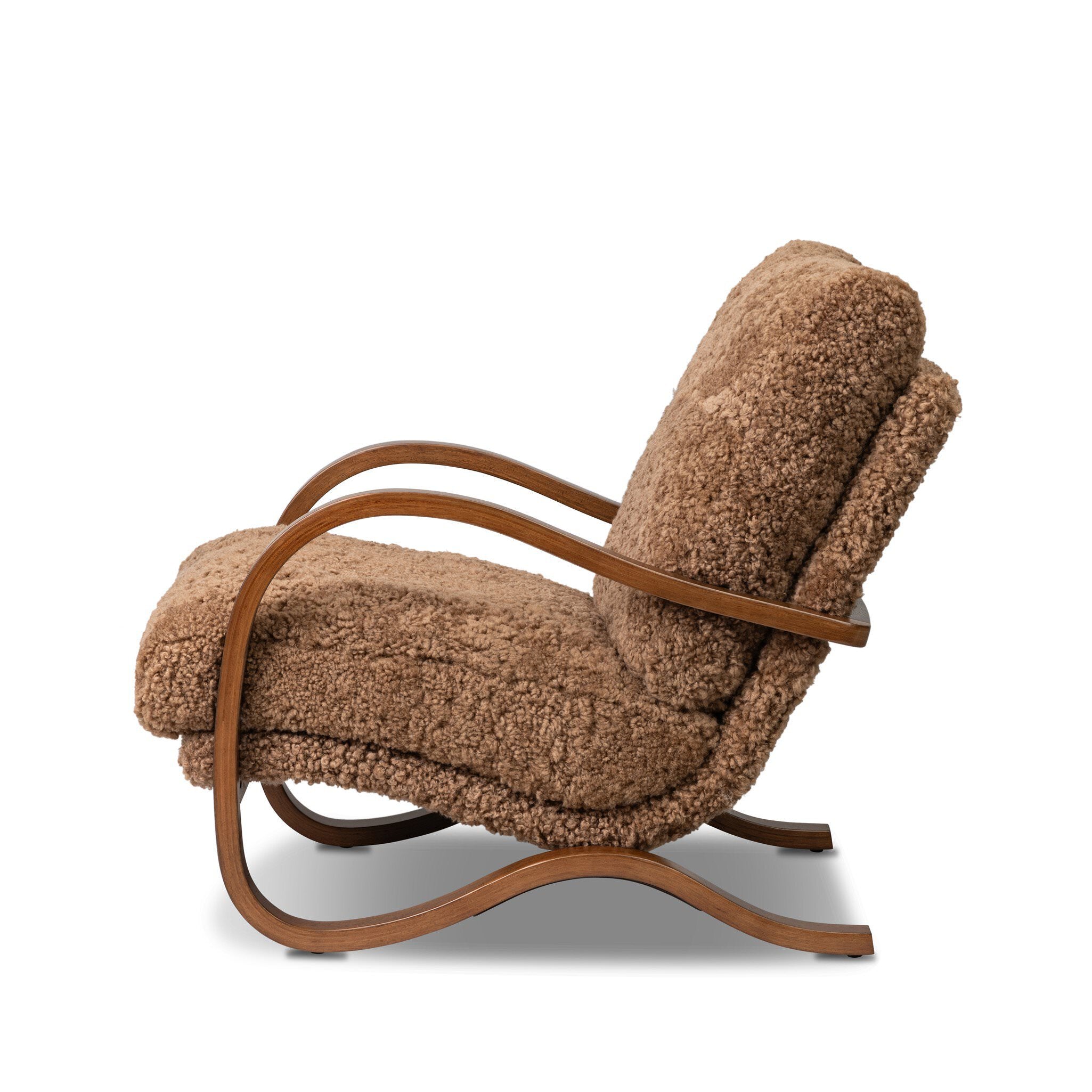 Four Hands Tobin Chair in Amber Sherling on white background at Addison West.