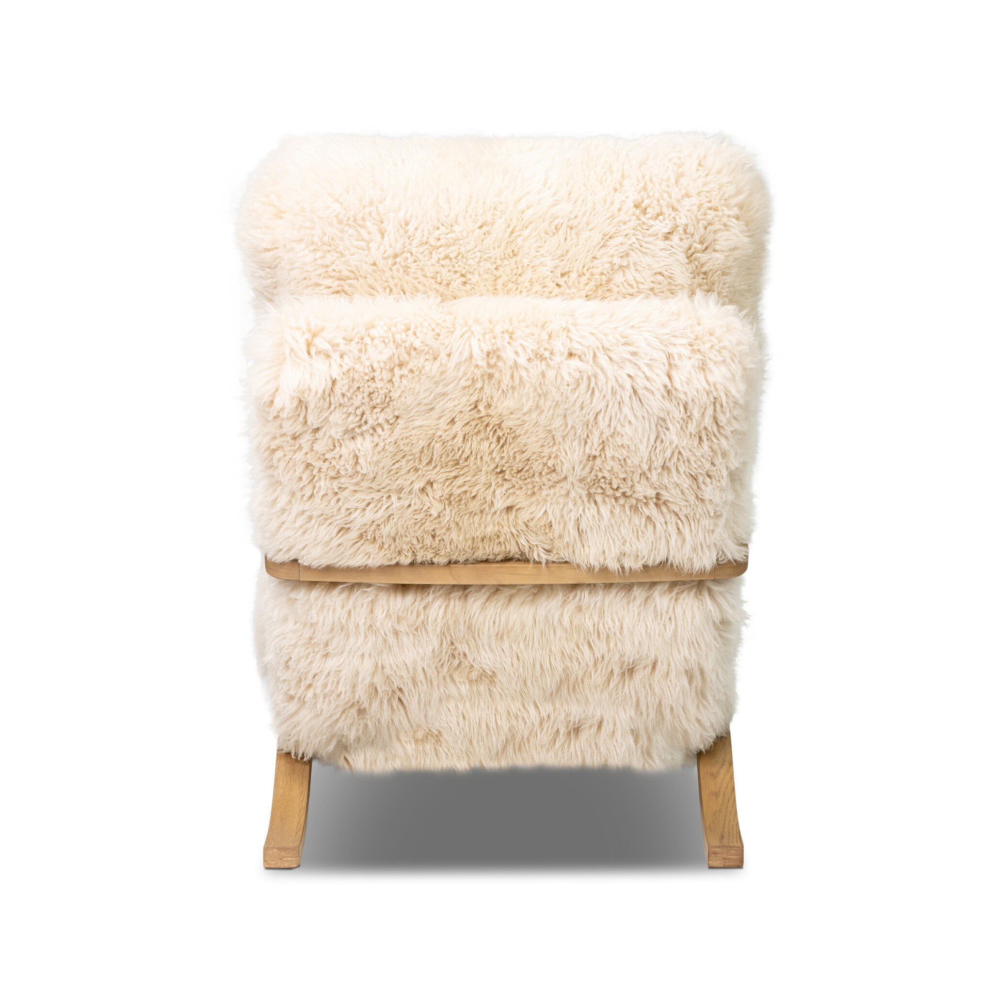 Four Hands Tobin Chair in Champagne Mongolian Fur on white background at Addison West.