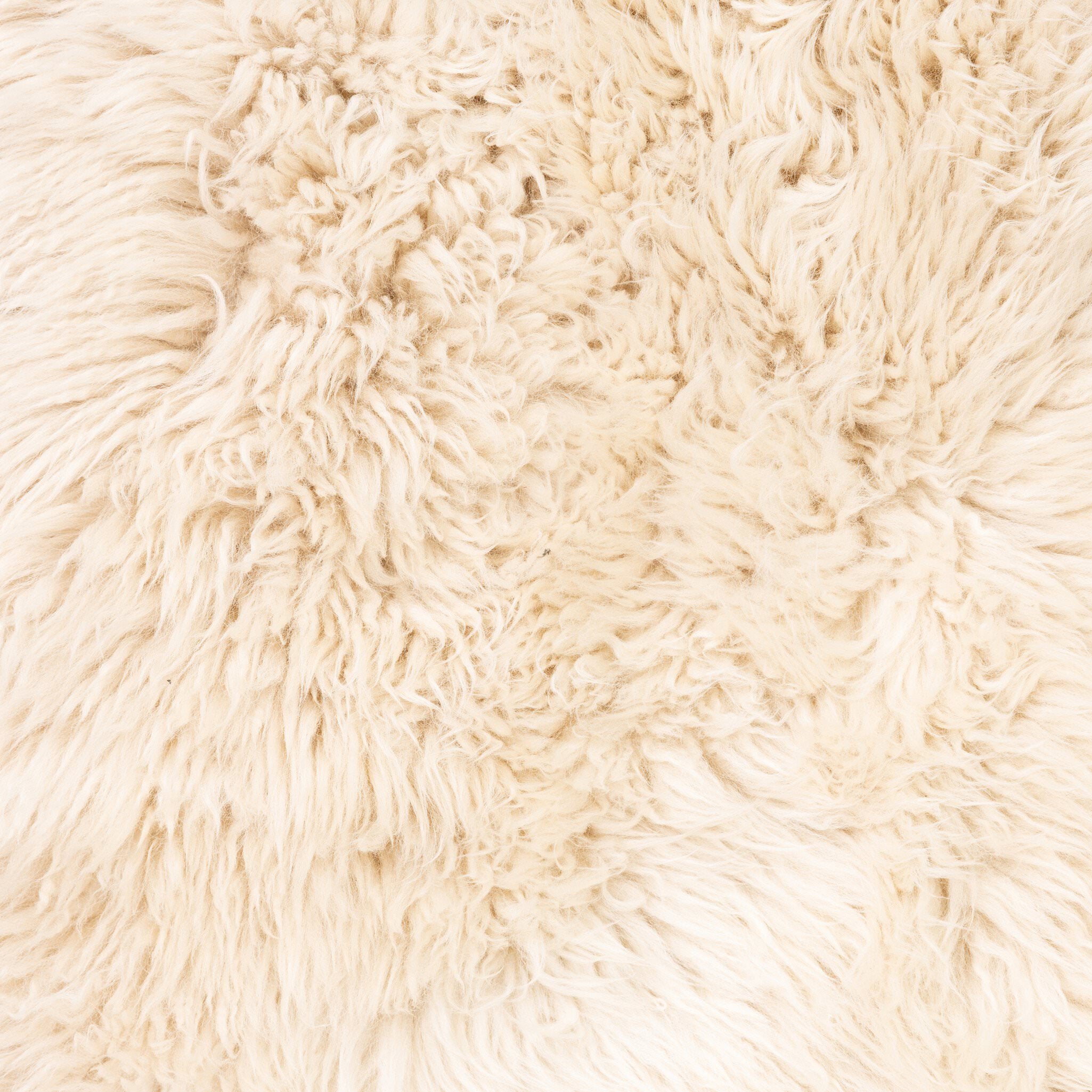 Close up of Four Hands Tobin Chair in Champagne Mongolian Fur on white background at Addison West.