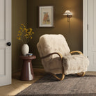 Four Hands Tobin Chair in Champagne Mongolian Fur in living room at Addison West.