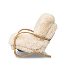 Four Hands Tobin Chair in Champagne Mongolian Fur on white background at Addison West.