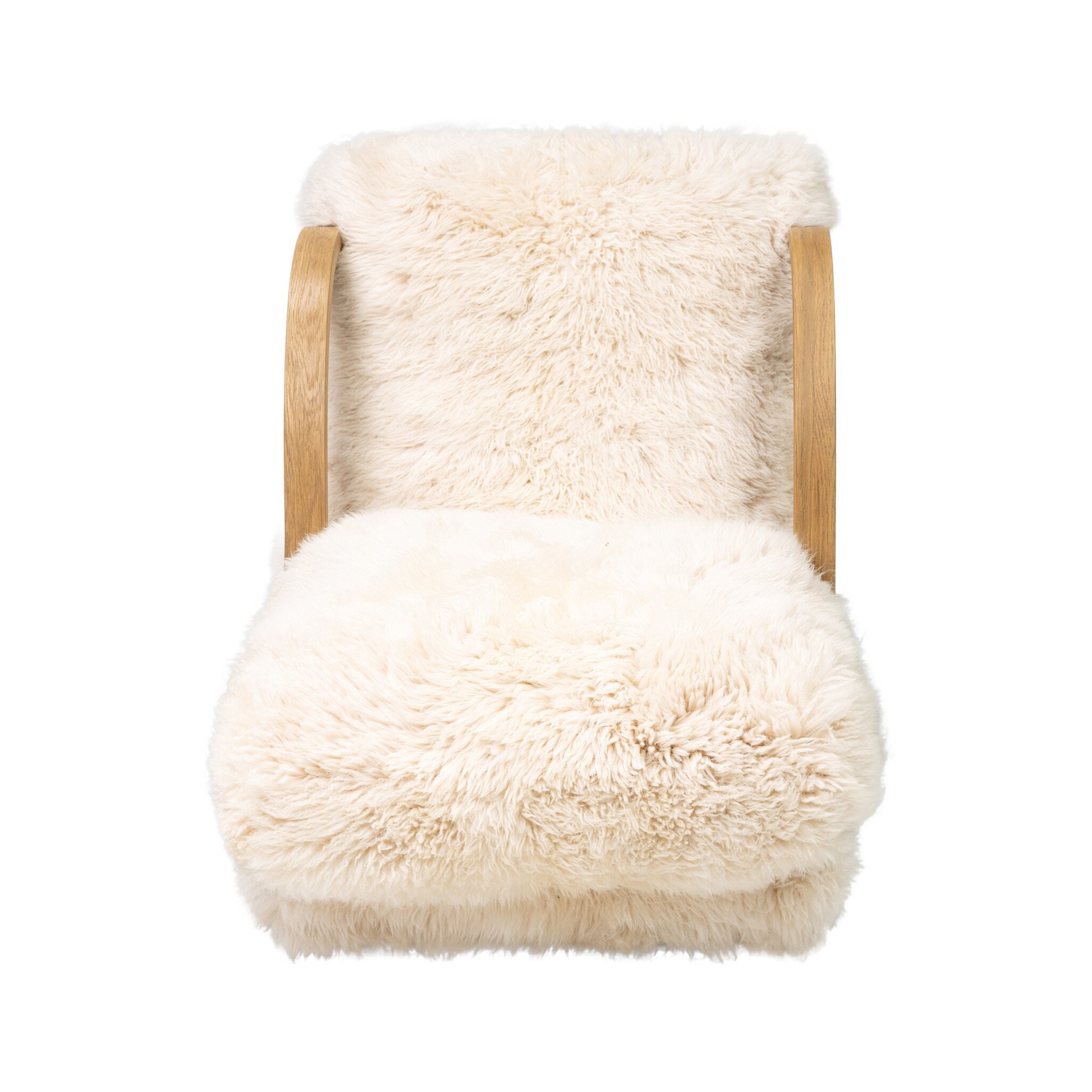 Four Hands Tobin Chair in Champagne Mongolian Fur on white background at Addison West.