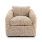 Four Hands Topanga Swivel Chair in Beige Shearling on a white background at Addison West