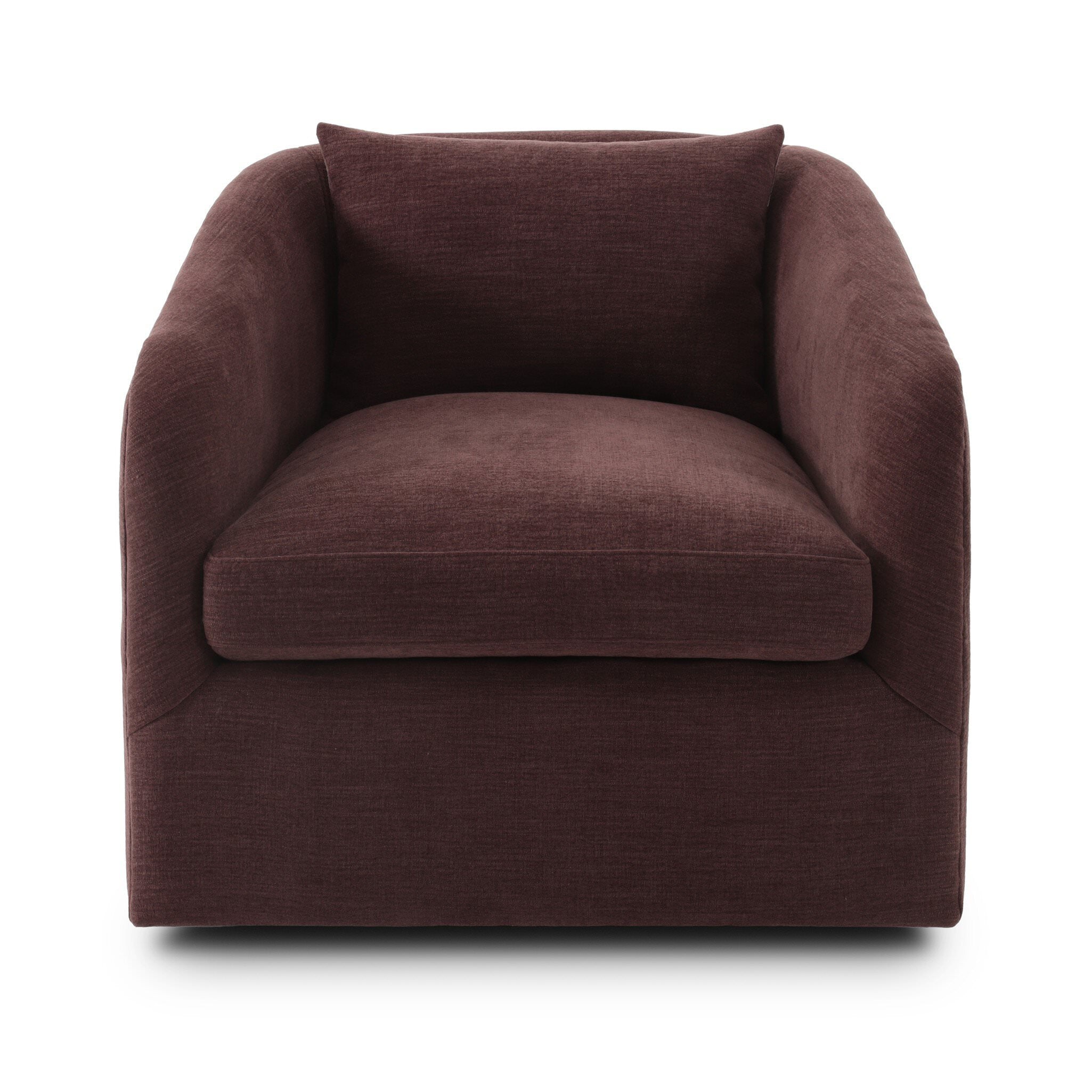 Four Hands Topanga Swivel Chair in Laughlin Plum on a white background at Addison West