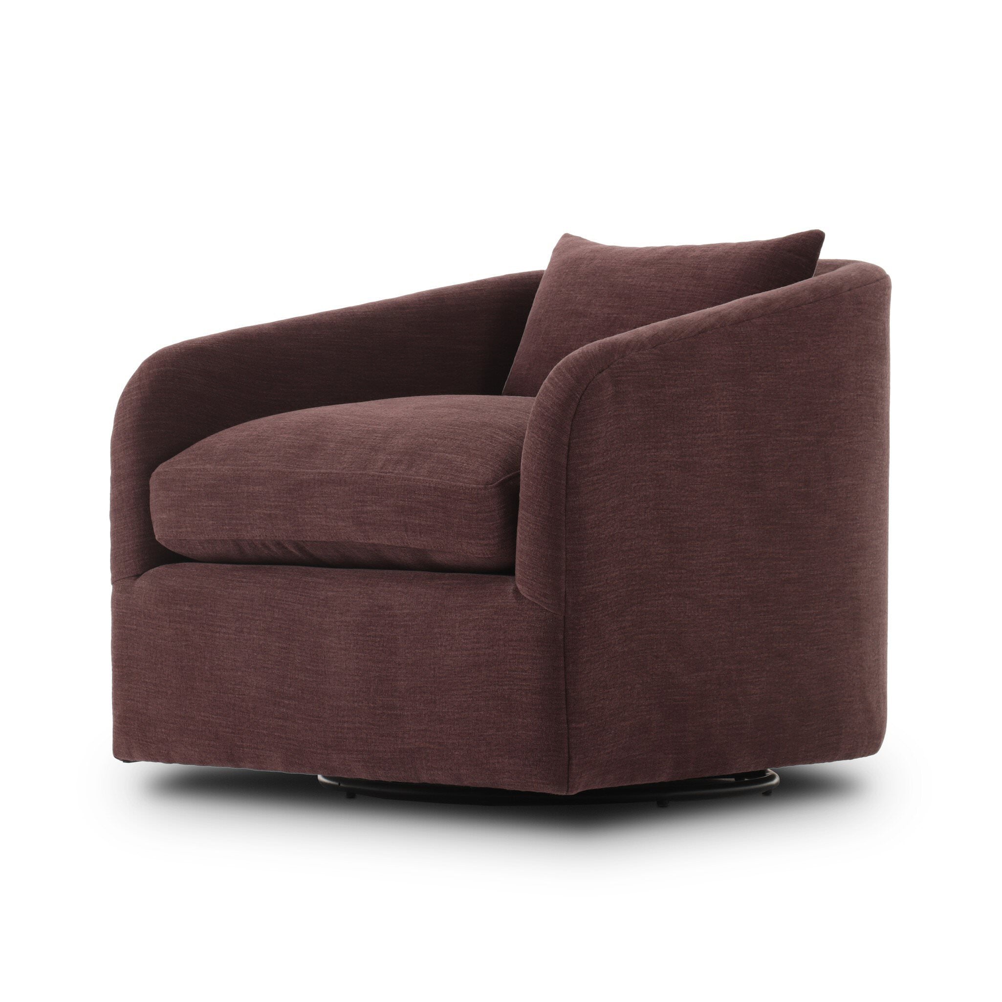 Four Hands Topanga Swivel Chair in Laughlin Plum on a white background at Addison West