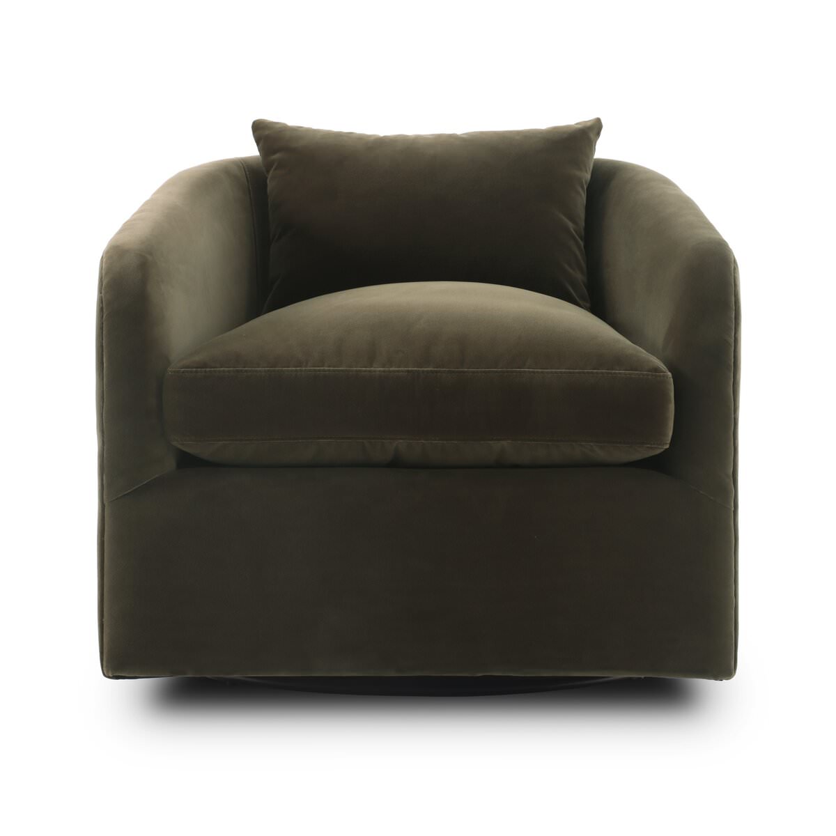 Four Hands Topanga Swivel Chair in Surrey Olive on a white background at Addison West