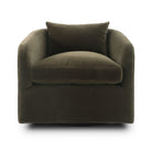 Four Hands Topanga Swivel Chair in Surrey Olive on a white background at Addison West