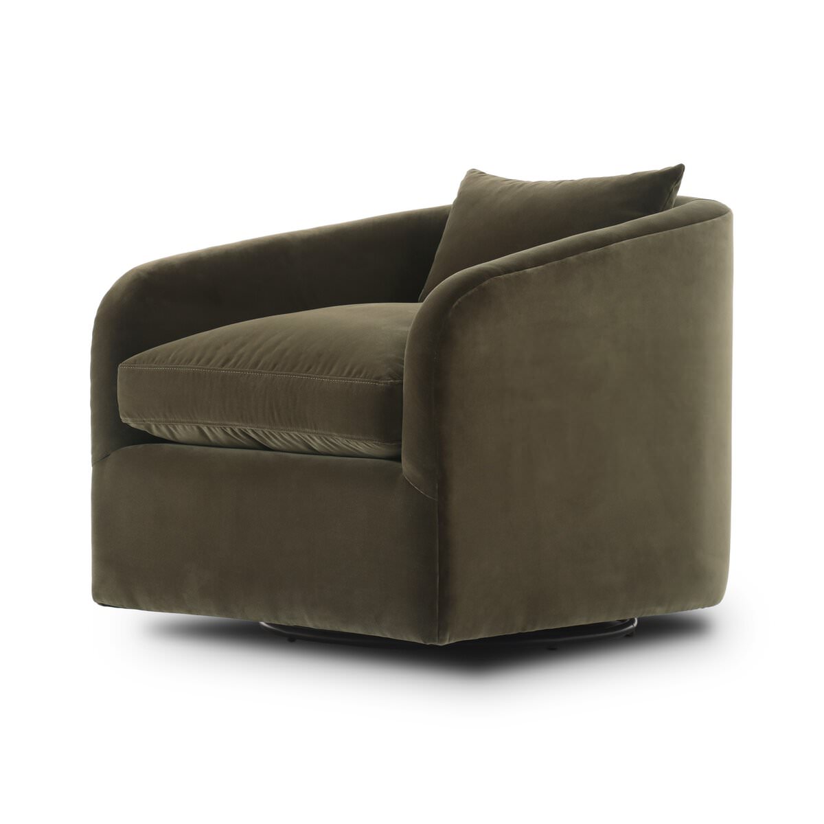 Four Hands Topanga Swivel Chair in Surrey Olive on a white background at Addison West