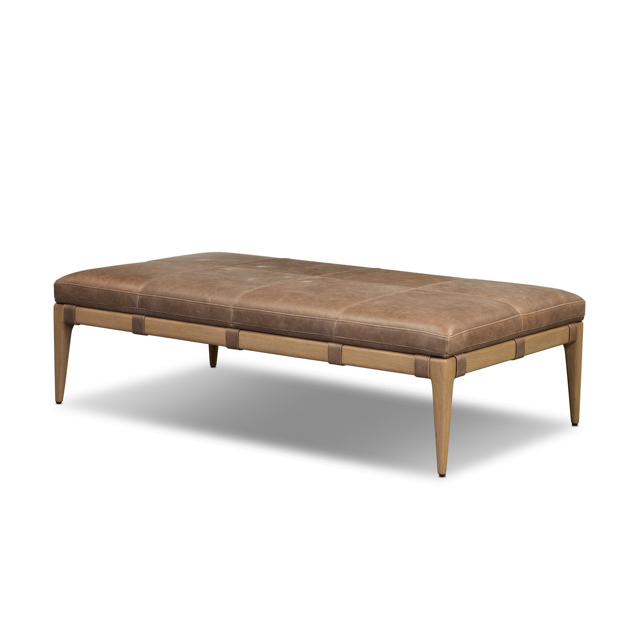 Four Hands Ulrick Ottoman Palermo Cigar on white background at Addison West.