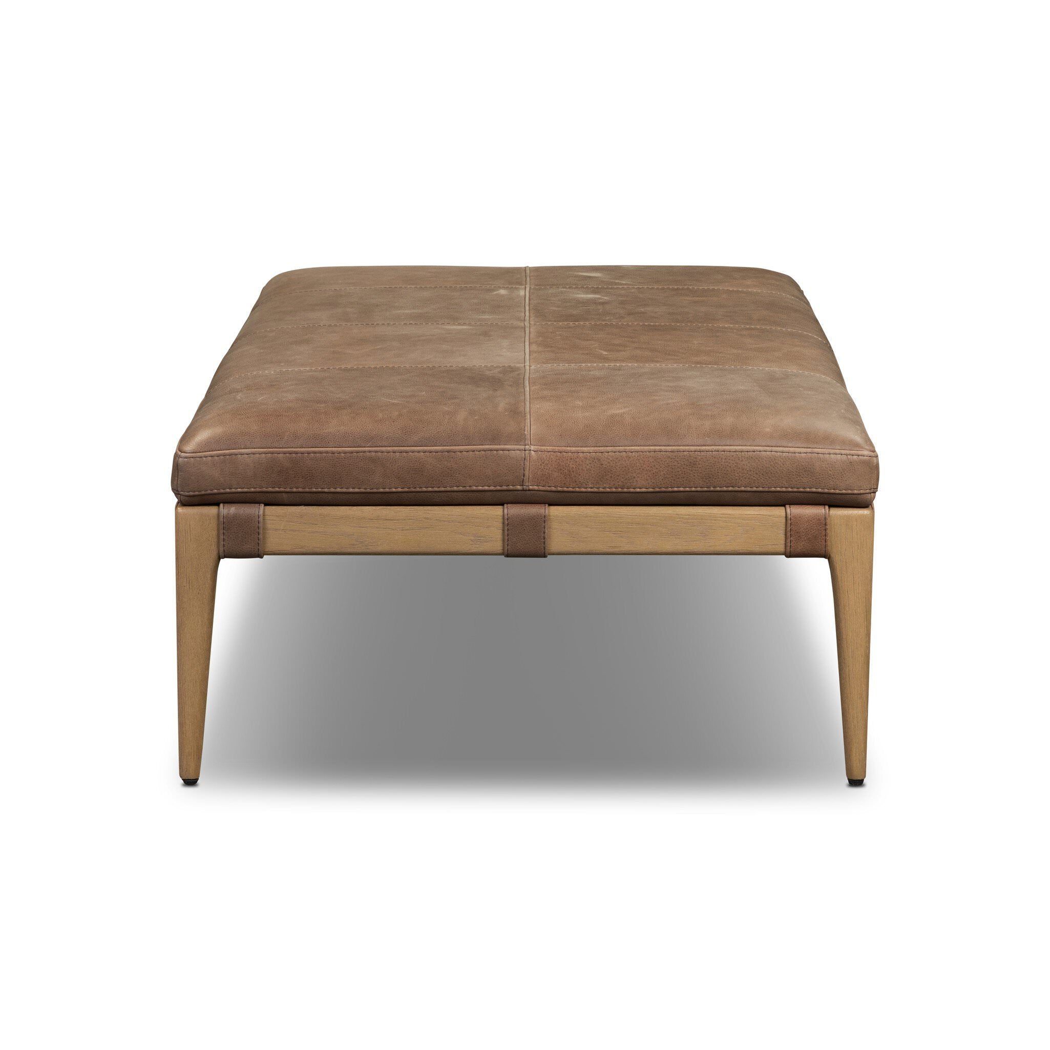 Four Hands Ulrick Ottoman Palermo Cigar on white background at Addison West.