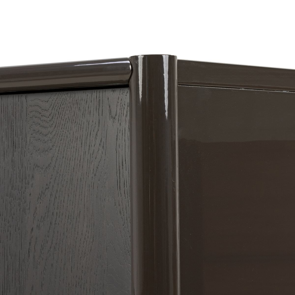 Close up of Four Hands Vinco Sideboard in Black Onyx Lacquer on a white background at Addison West