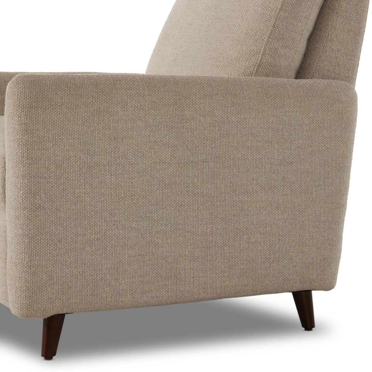 Close up of Four Hands Wallen Recliner in Nova Taupe on a white background at Addison West