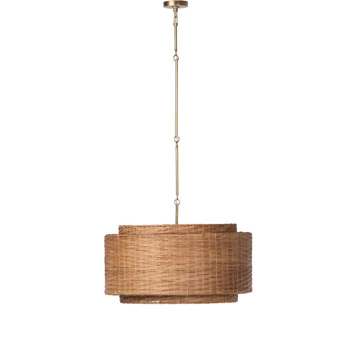 Four Hands Wendall Pendant in Antique Brass Iron on a white background at Addison West