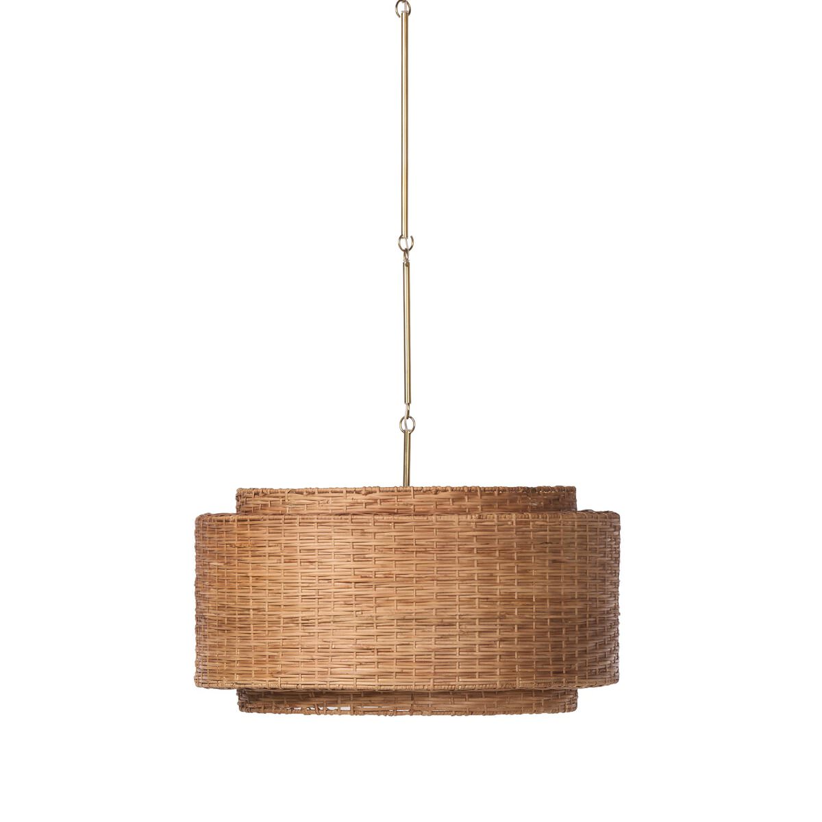 Four Hands Wendall Pendant in Antique Brass Iron on a white background at Addison West