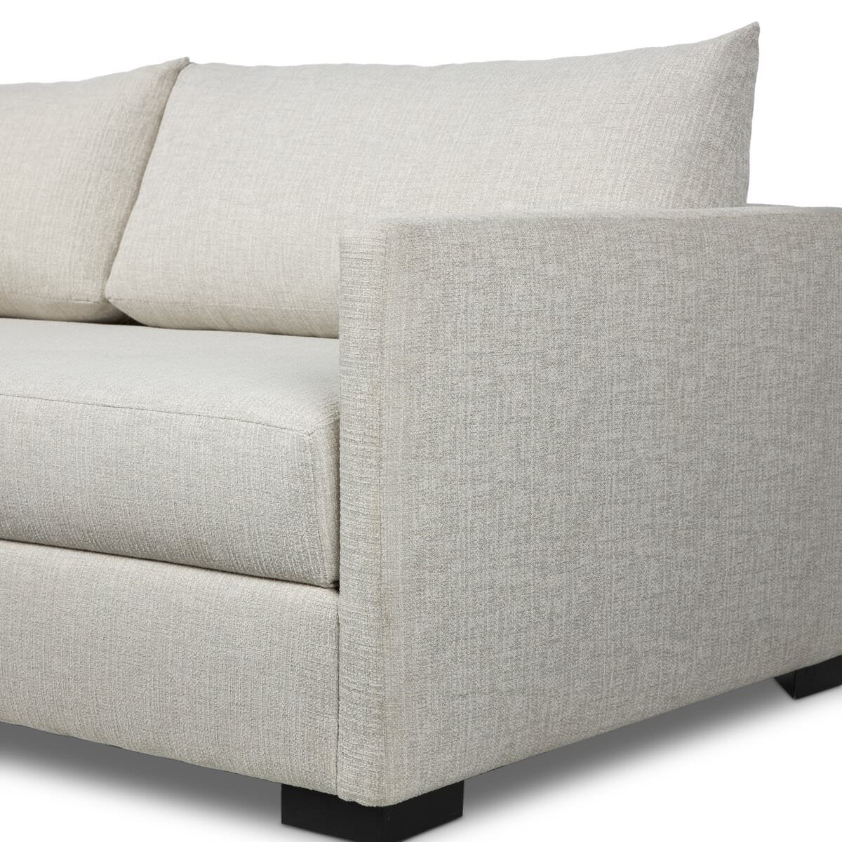 Close up of Four Hands Wickham 2-Piece Sleeper Sectional in Alameda Snow on a white background at Addison West