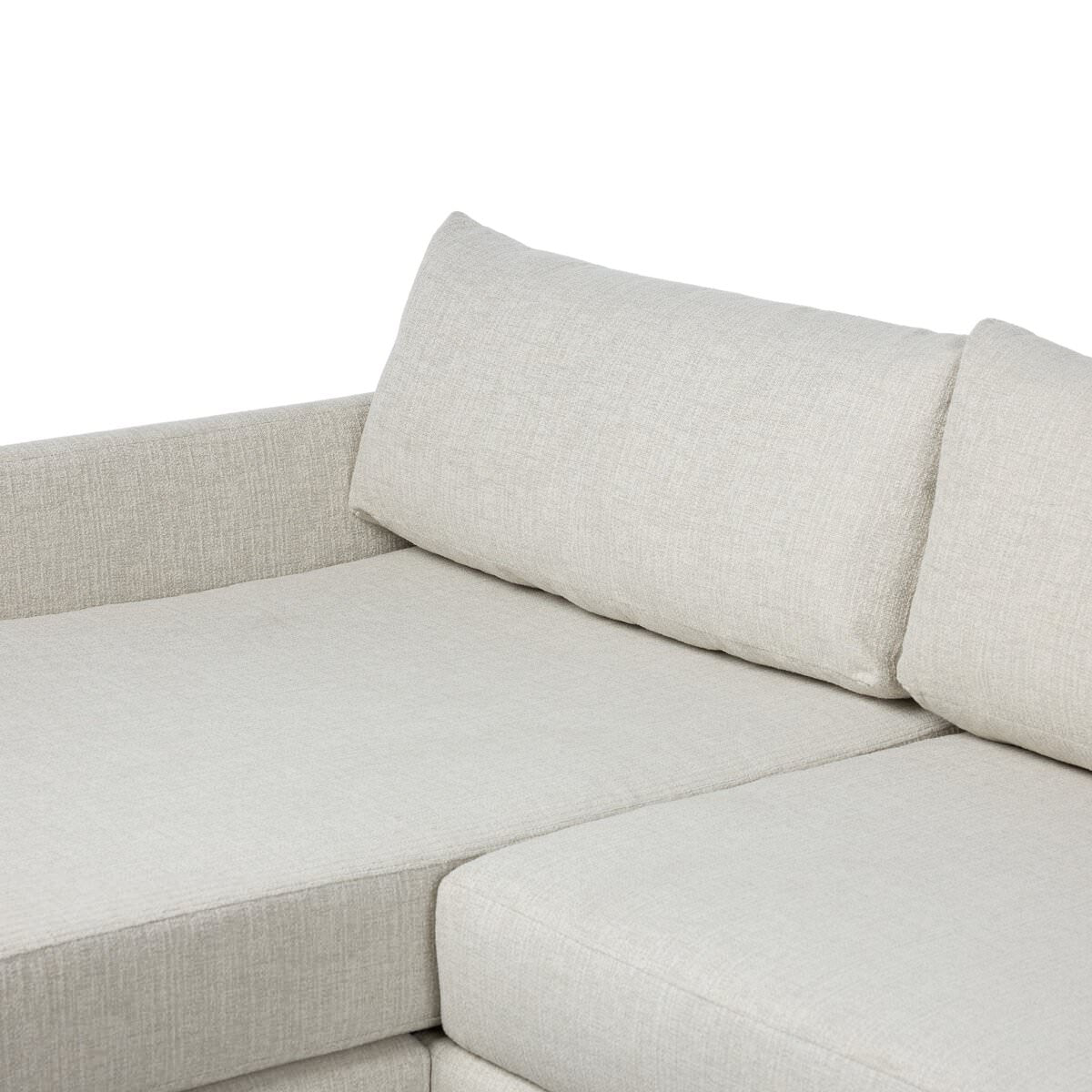 Close up of Four Hands Wickham 2-Piece Sleeper Sectional in Alameda Snow on a white background at Addison West