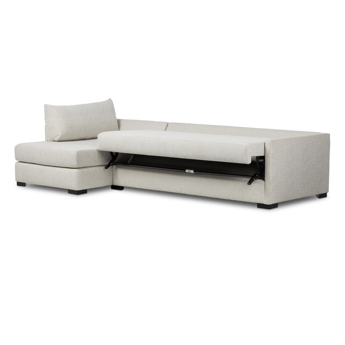 Four Hands Wickham 2-Piece Sleeper Sectional in Alameda Snow on a white background at Addison West
