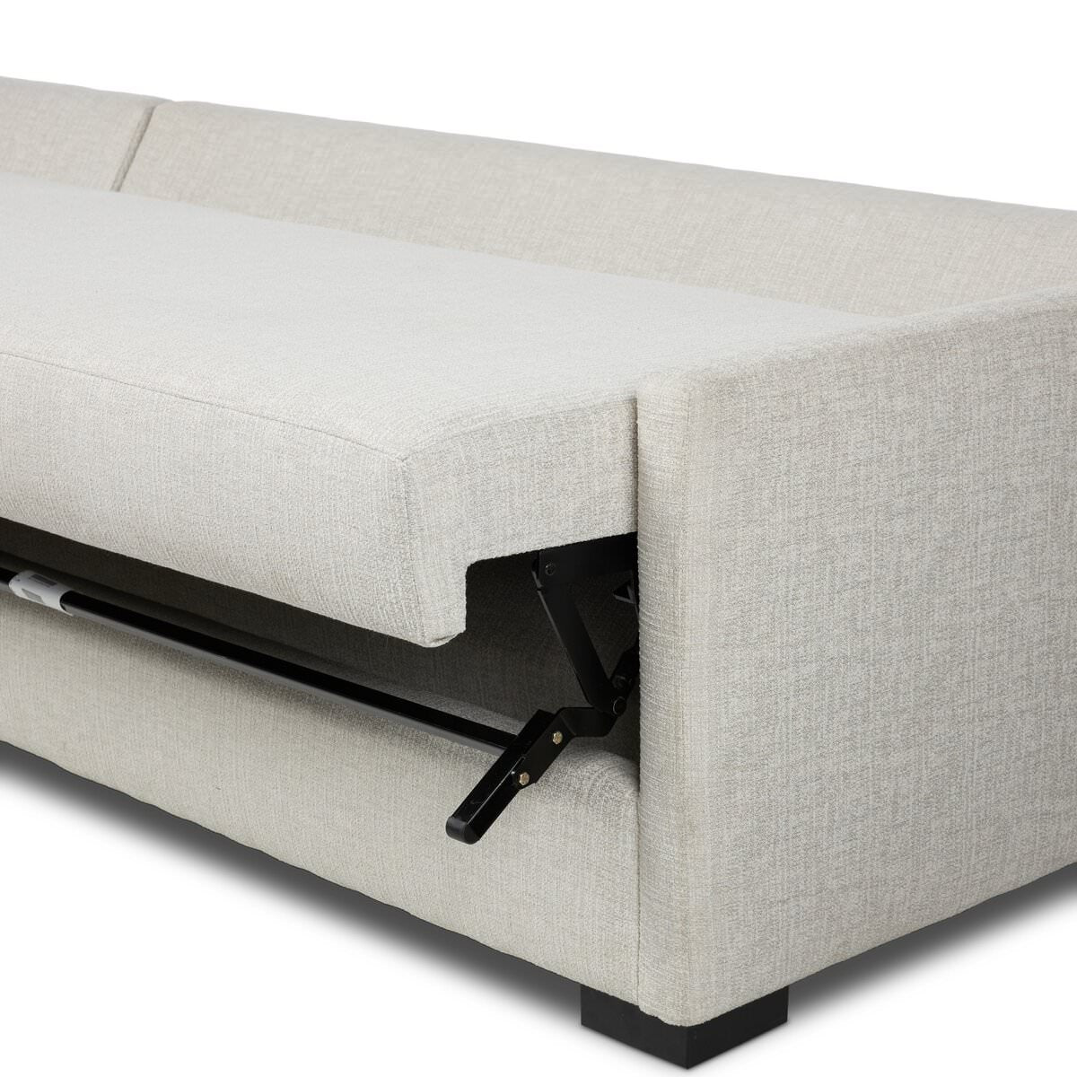 Close up of Four Hands Wickham 2-Piece Sleeper Sectional in Alameda Snow on a white background at Addison West
