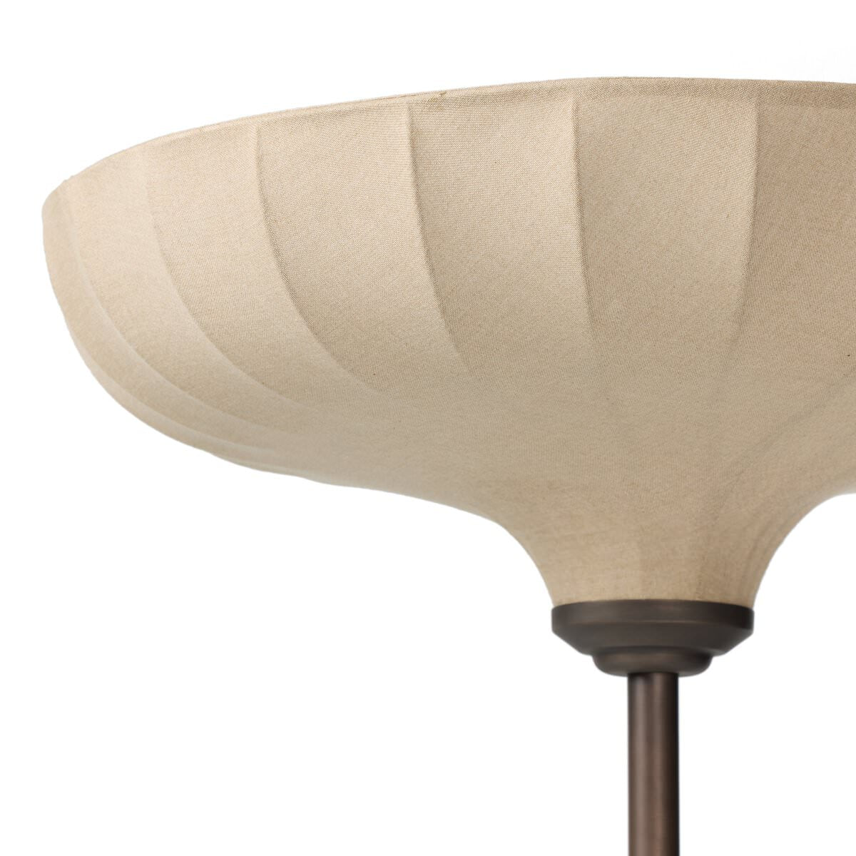 Close up of Four Hands Winslet Floor Lamp in Light Oil Rubbed Bronze on a white background at Addison West