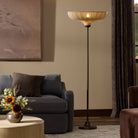 Four Hands Winslet Floor Lamp in Light Oil Rubbed Bronze in a living room at Addison West