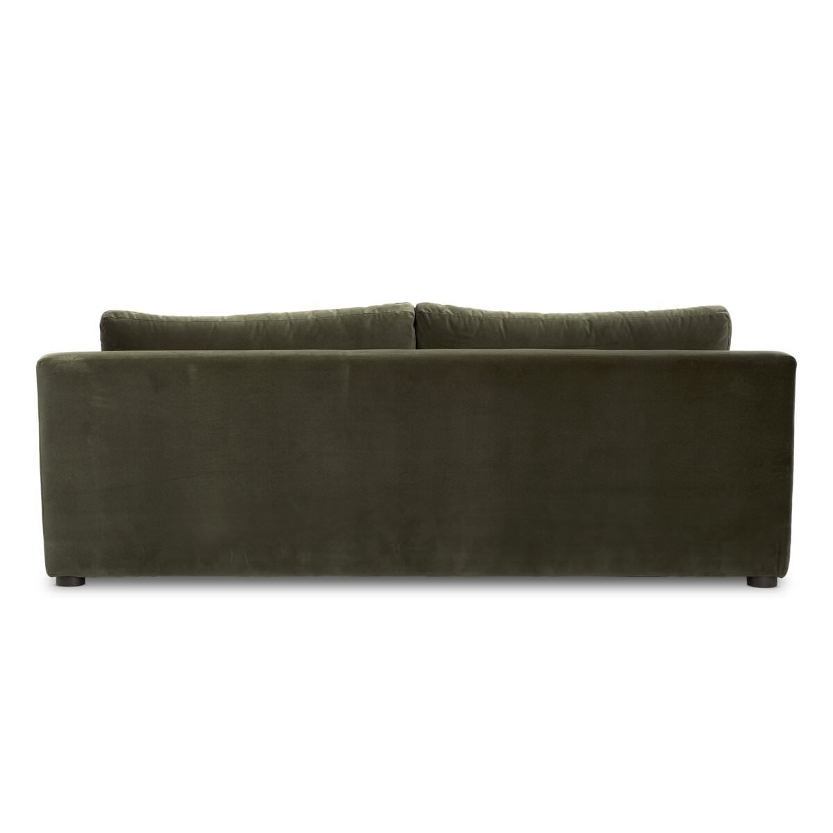 Back of Four Hands Yelena Sofa in Surrey Olive on a white background at Addison West