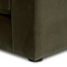 Close up of Four Hands Yelena Sofa in Surrey Olive on a white background at Addison West
