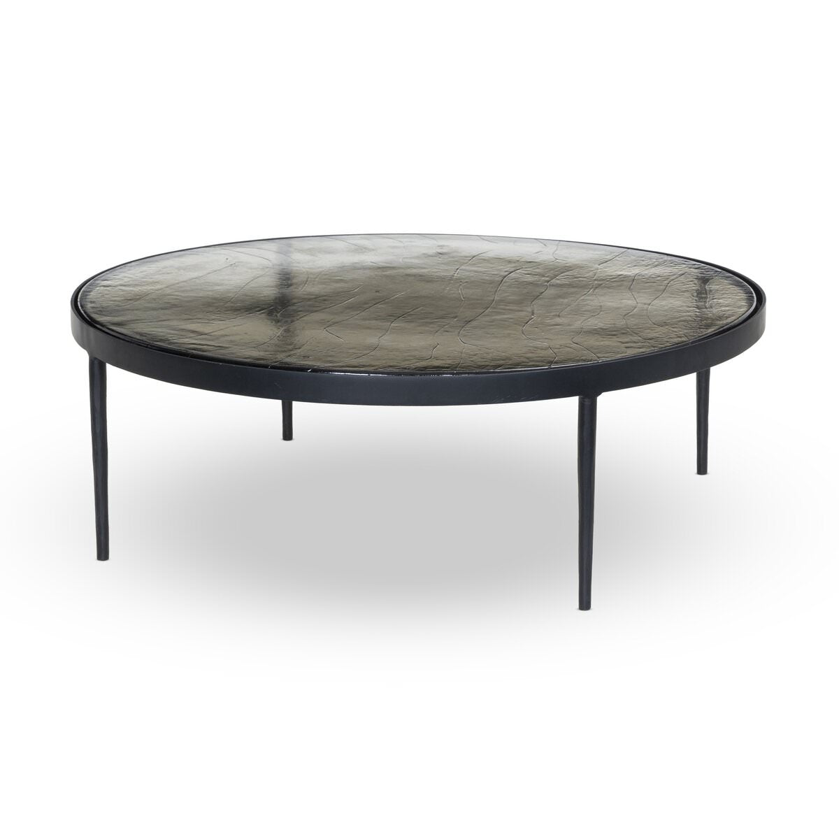 Four Hands Yoko Grand Coffee Table in Clear Cast Glass on a white background at Addison West