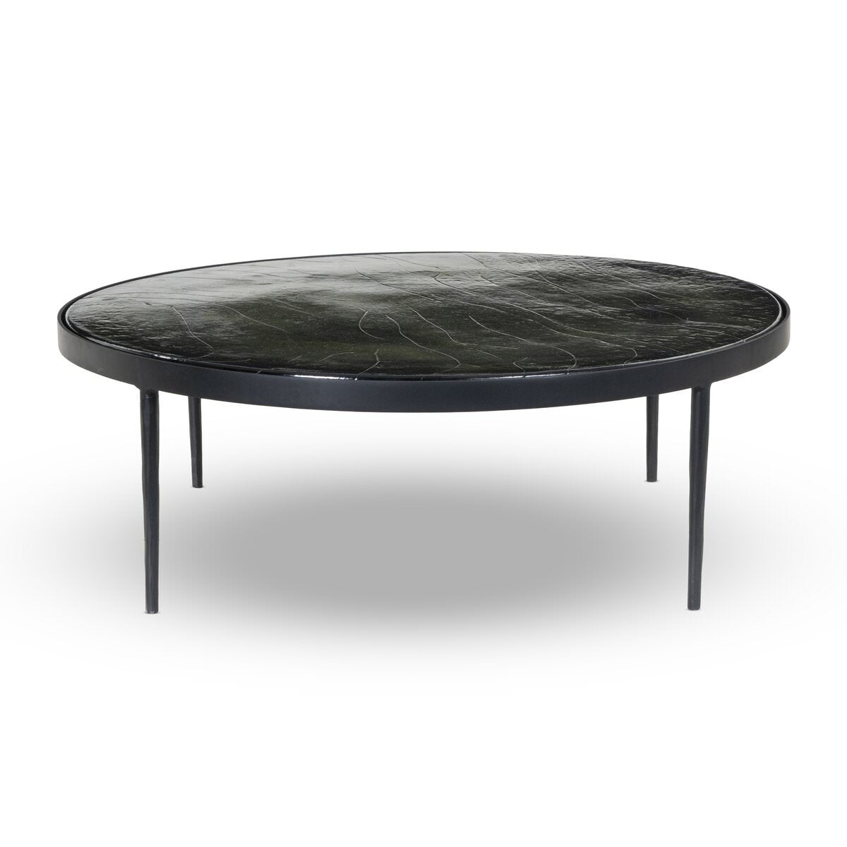 Four Hands Yoko Grand Coffee Table in Moss Cast Glass on a white background at Addison West