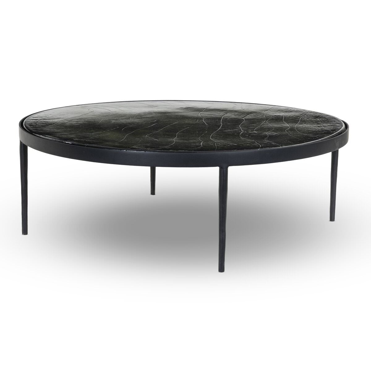 Four Hands Yoko Grand Coffee Table in Moss Cast Glass on a white background at Addison West