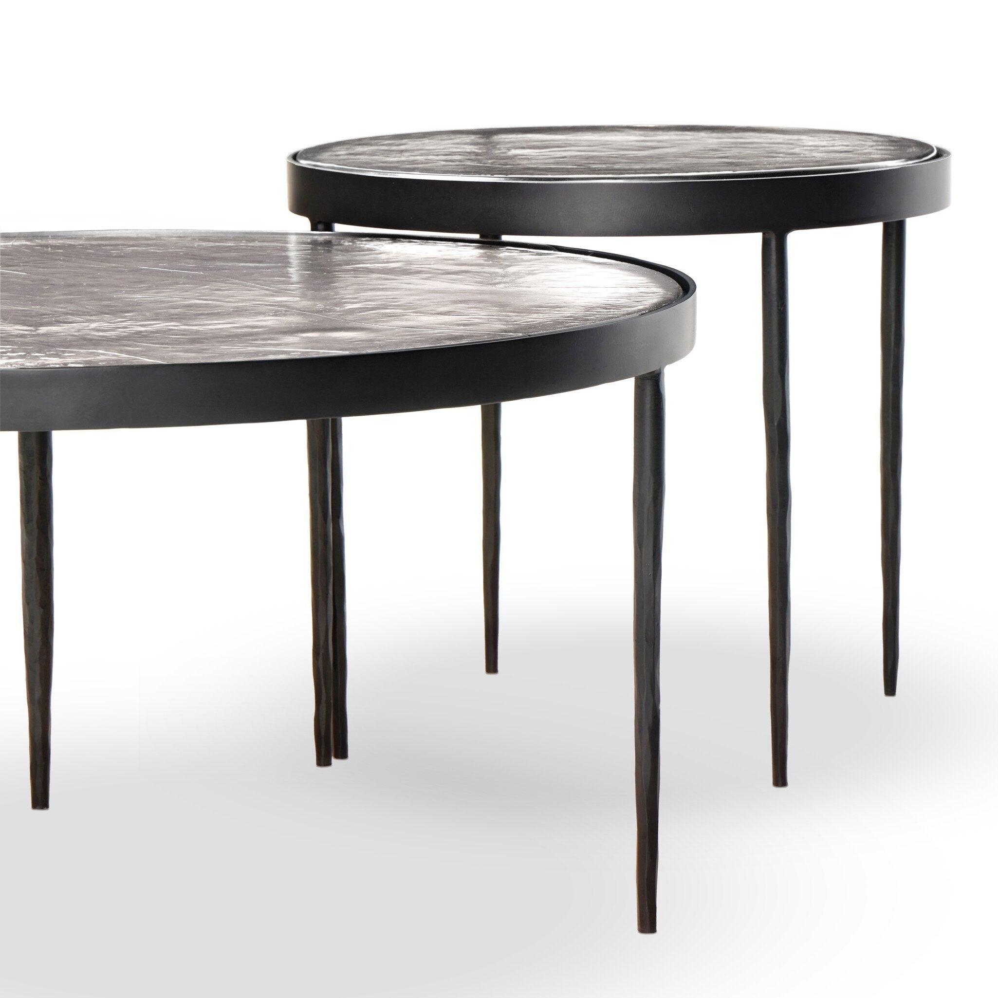 Four Hands Yoko Nesting Tables in Clear Glass, Set Of 3 on white background at Addison West.