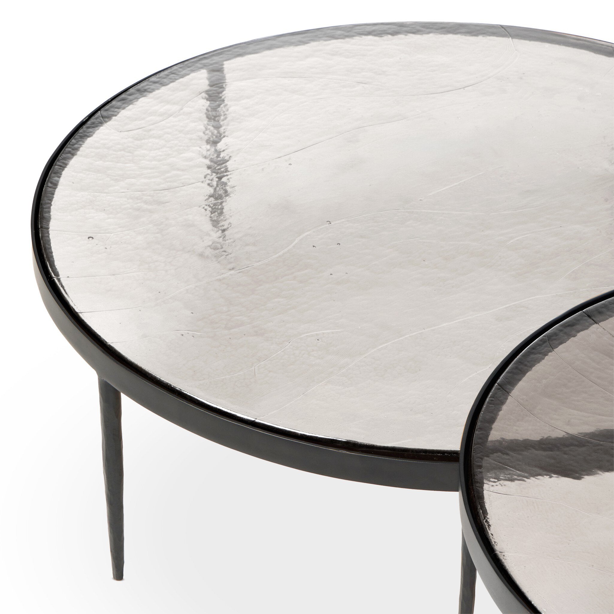 Four Hands Yoko Nesting Tables in Clear Glass, Set Of 3 on white background at Addison West.