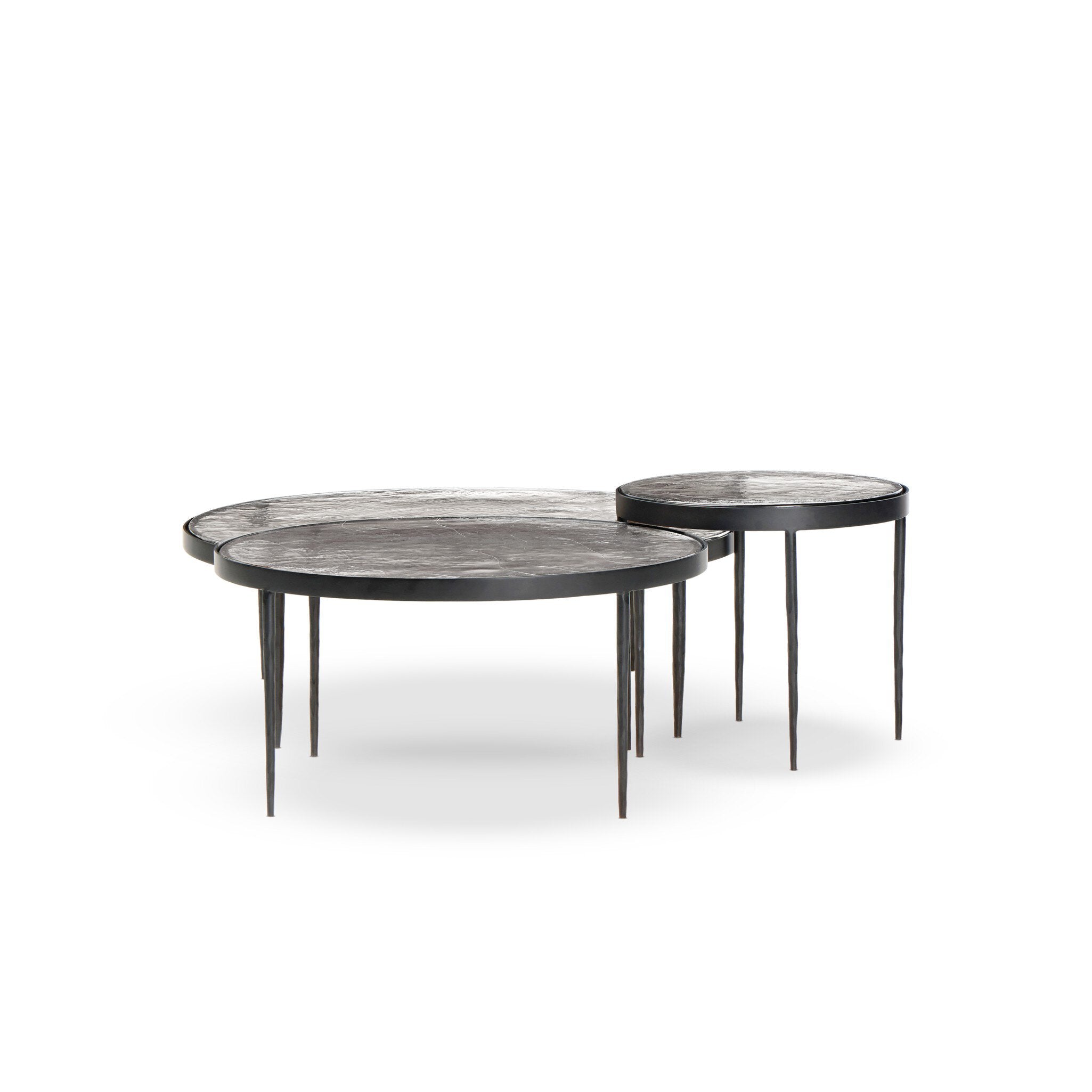 Four Hands Yoko Nesting Tables in Clear Glass, Set Of 3 on white background at Addison West.