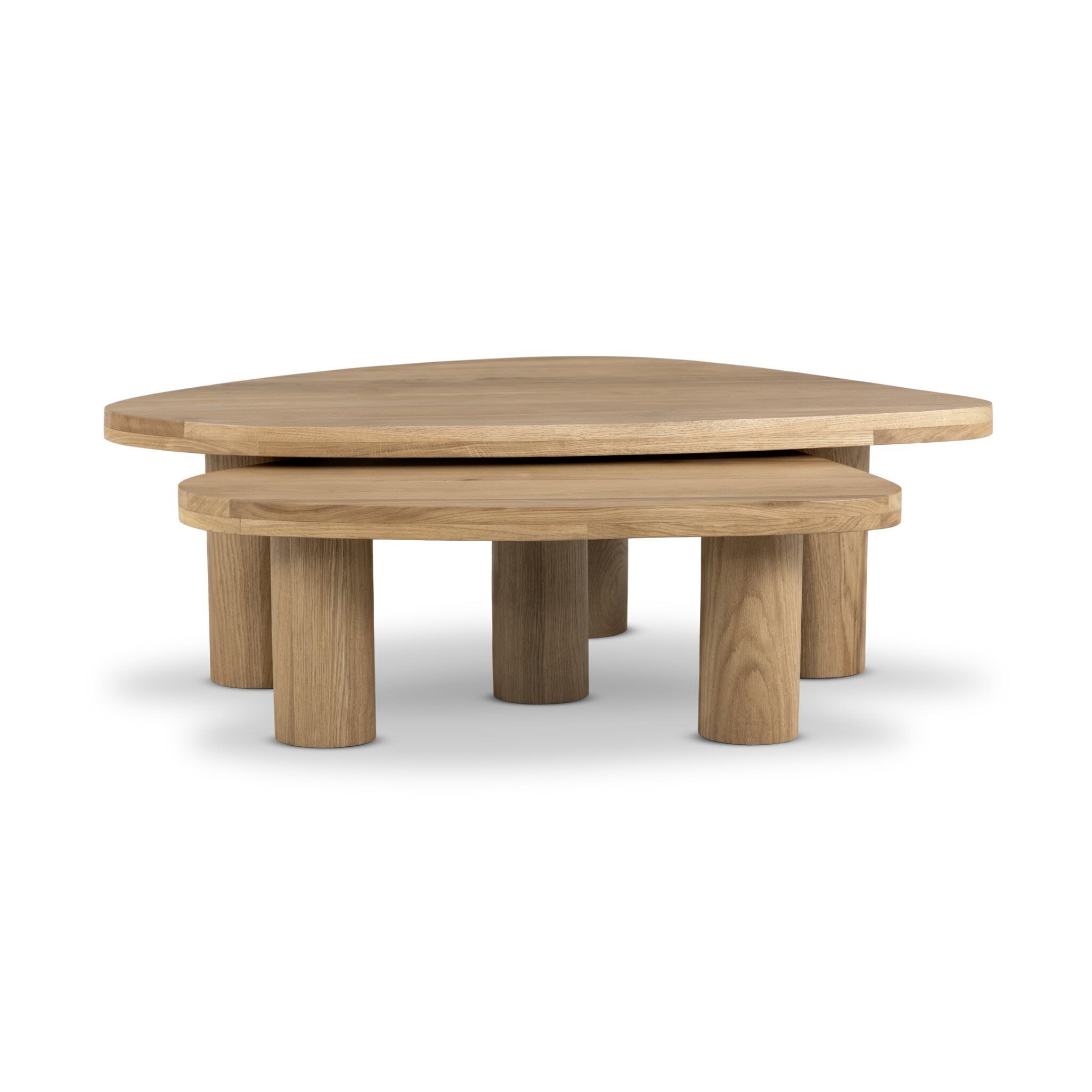 Four Hands Zion Nesting Coffee Tables in Natural Oak on white background at Addison West.