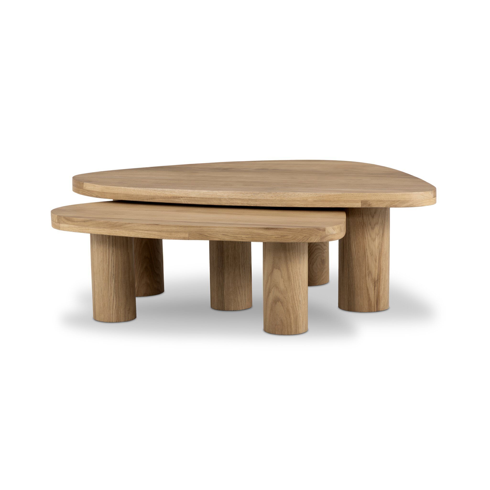 Four Hands Zion Nesting Coffee Tables in Natural Oak on white background at Addison West.