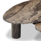 Four Hands Zion Nesting Coffee Tables in Rocky Brown Marble on white background at Addison West.