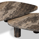 Four Hands Zion Nesting Coffee Tables in Rocky Brown Marble on white background at Addison West.