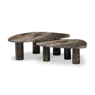 Four Hands Zion Nesting Coffee Tables in Rocky Brown Marble on white background at Addison West.