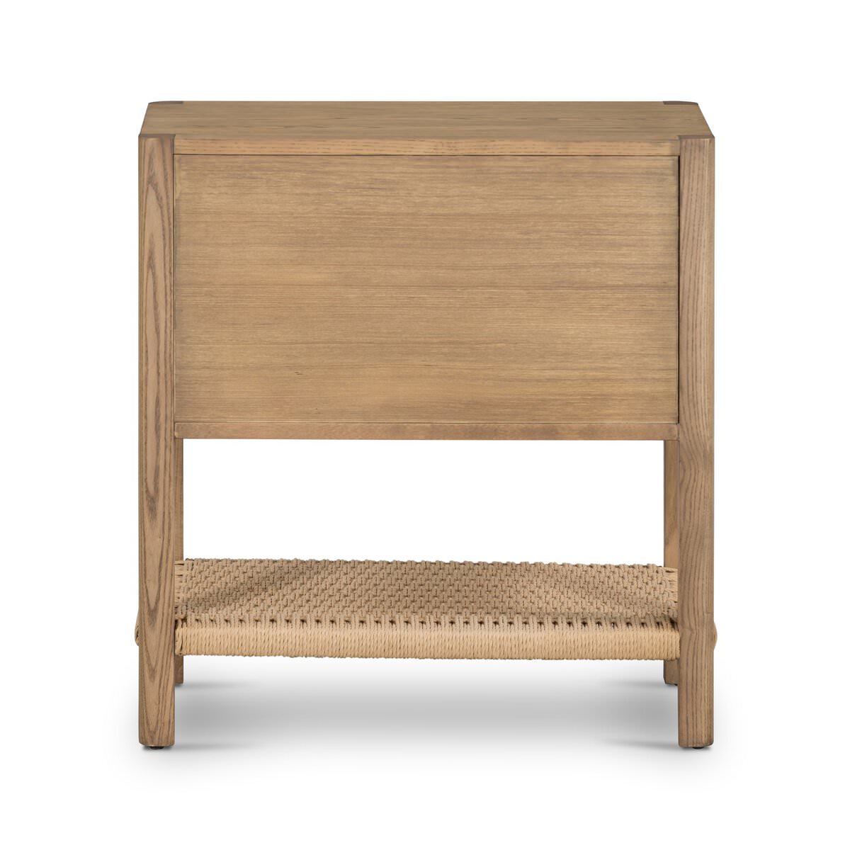 Back of Four Hands Zuma Nightstand in Dune Ash Veneer on a white background at Addison West