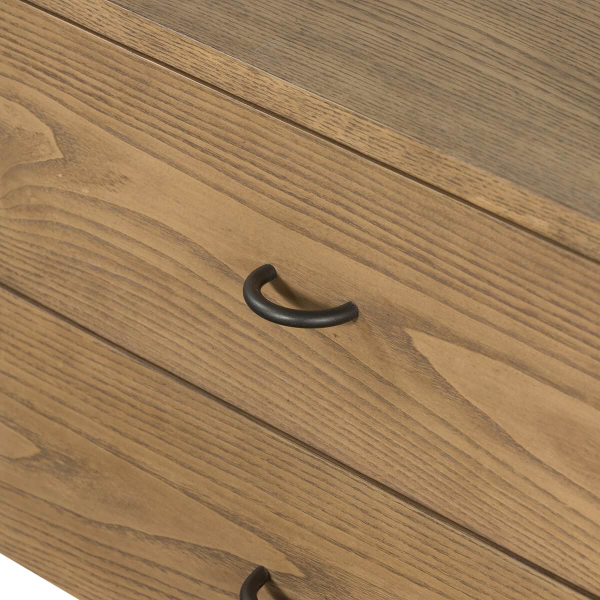 Close up of Four Hands Zuma Nightstand in Dune Ash Veneer on a white background at Addison West