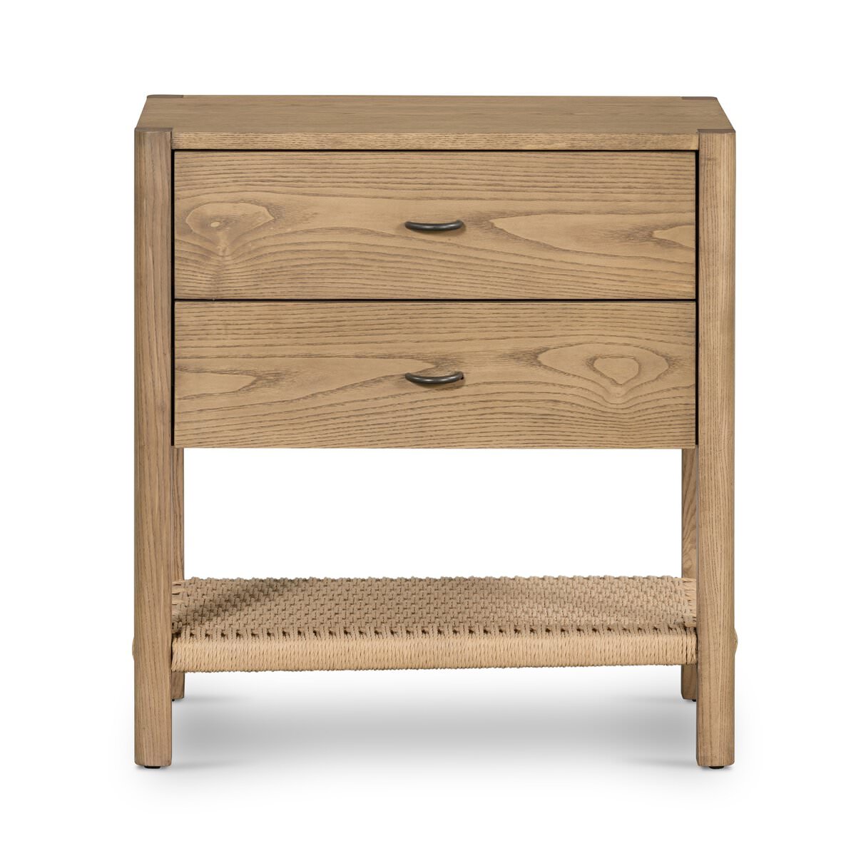 Four Hands Zuma Nightstand in Dune Ash Veneer on a white background at Addison West