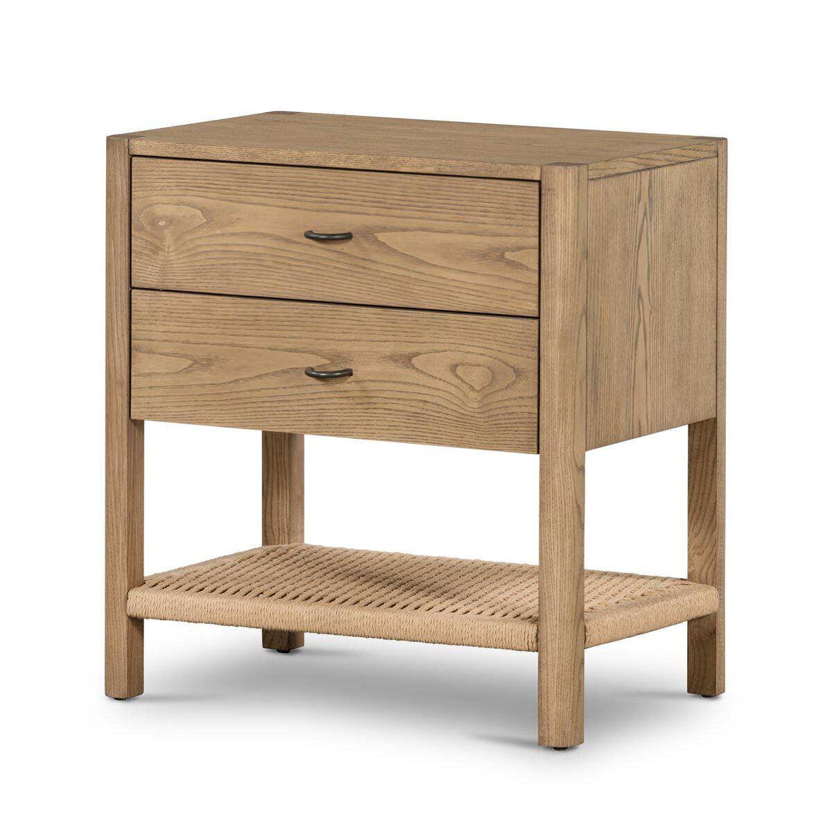 Four Hands Zuma Nightstand in Dune Ash Veneer on a white background at Addison West