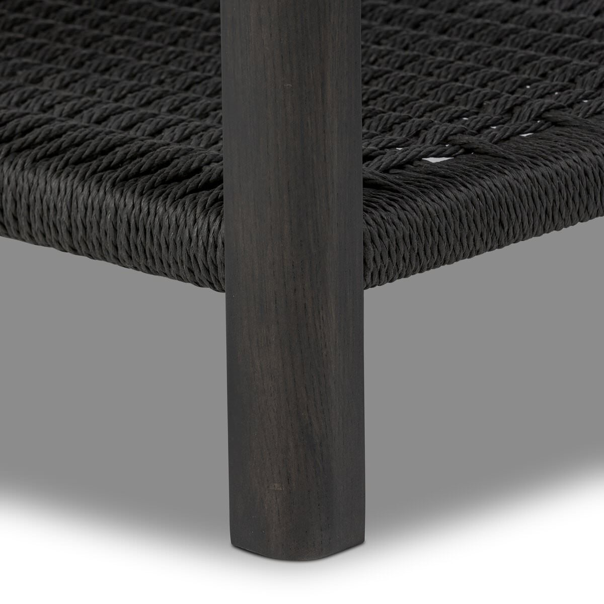 Close up of Four Hands Zuma Nightstand in Smoked Black Ash Veneer on a white background at Addison West